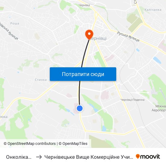 Онколікарня to Чернівецьке Вище Комерційне Училище map