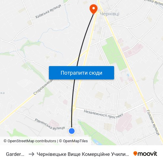 Garderob to Чернівецьке Вище Комерційне Училище map