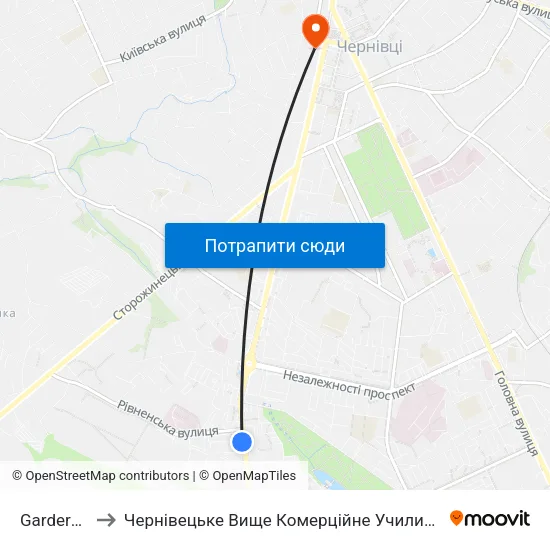 Garderob to Чернівецьке Вище Комерційне Училище map