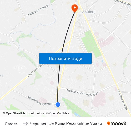 Garderob to Чернівецьке Вище Комерційне Училище map