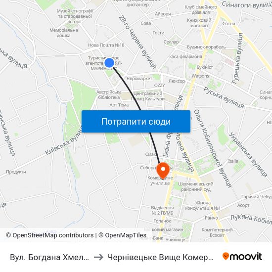 Вул. Богдана Хмельницького to Чернівецьке Вище Комерційне Училище map