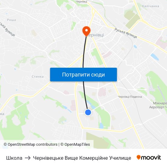 Школа to Чернівецьке Вище Комерційне Училище map