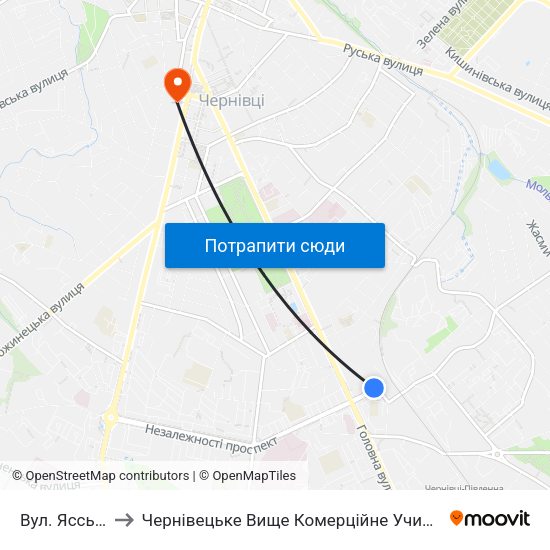 Вул. Ясська to Чернівецьке Вище Комерційне Училище map