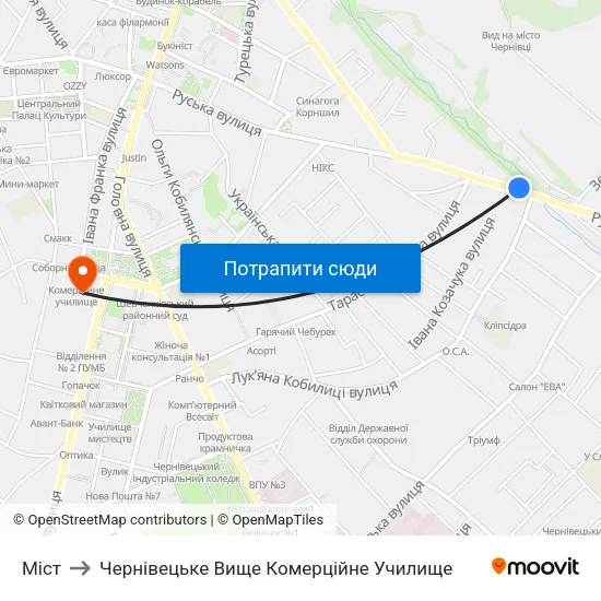 Міст to Чернівецьке Вище Комерційне Училище map