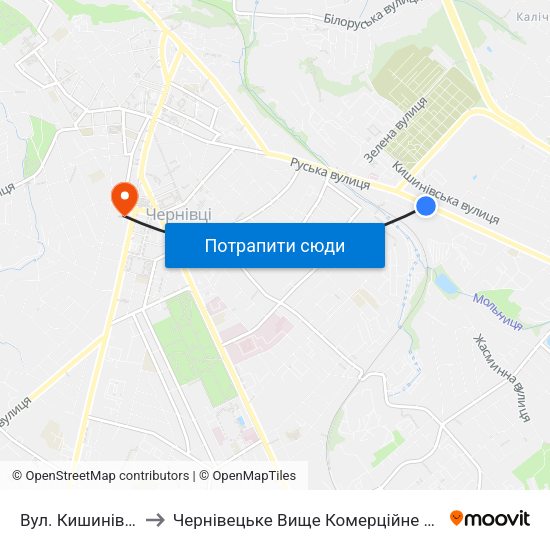 Вул. Кишинівська to Чернівецьке Вище Комерційне Училище map