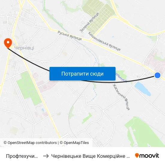 Профтехучилище to Чернівецьке Вище Комерційне Училище map