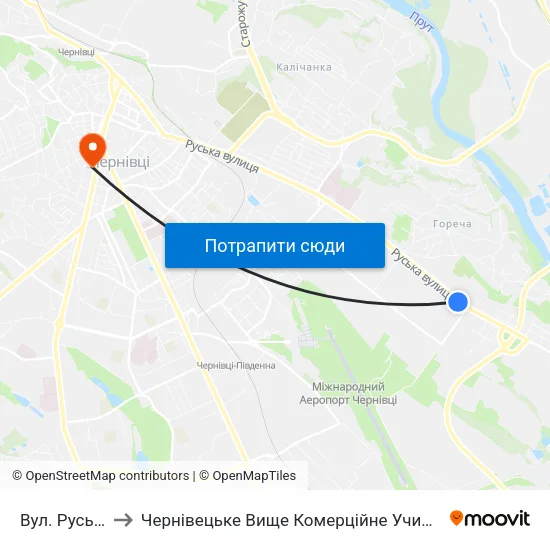 Вул. Руська to Чернівецьке Вище Комерційне Училище map