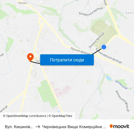 Вул. Кишинівська to Чернівецьке Вище Комерційне Училище map