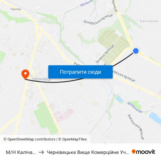 М/Н Калічанка to Чернівецьке Вище Комерційне Училище map
