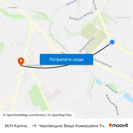 М/Н Калічанка to Чернівецьке Вище Комерційне Училище map