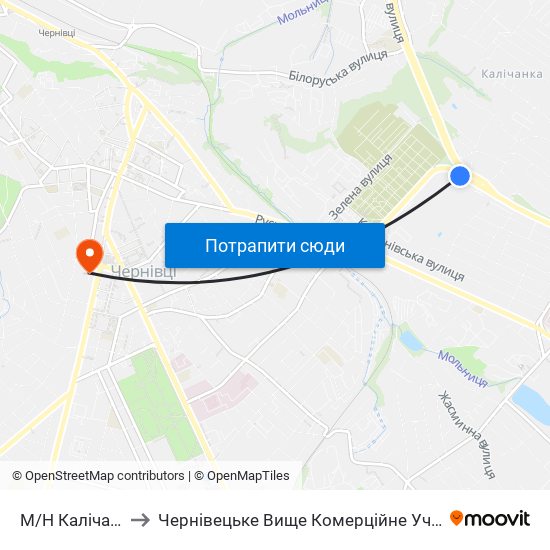 М/Н Калічанка to Чернівецьке Вище Комерційне Училище map