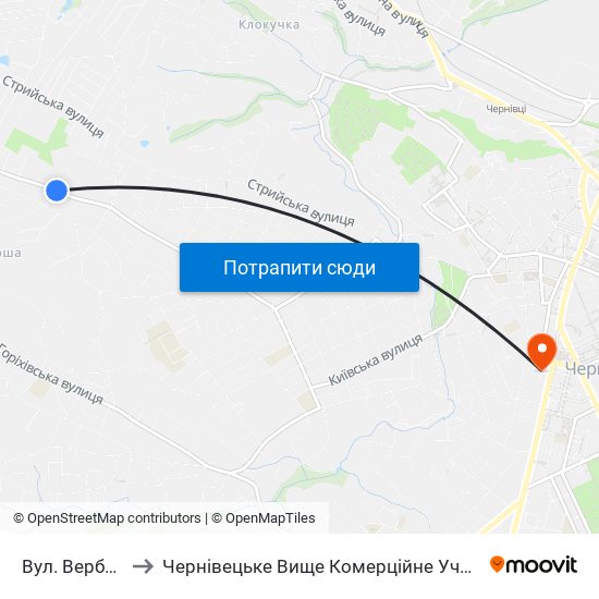 Вул. Вербова to Чернівецьке Вище Комерційне Училище map