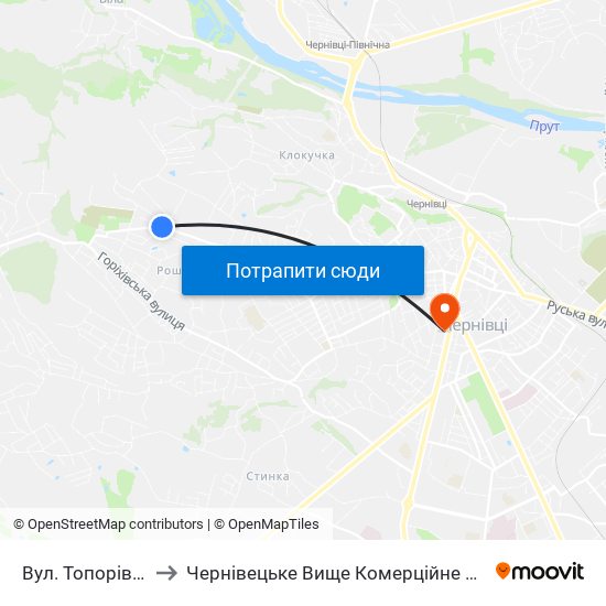 Вул. Топорівська to Чернівецьке Вище Комерційне Училище map