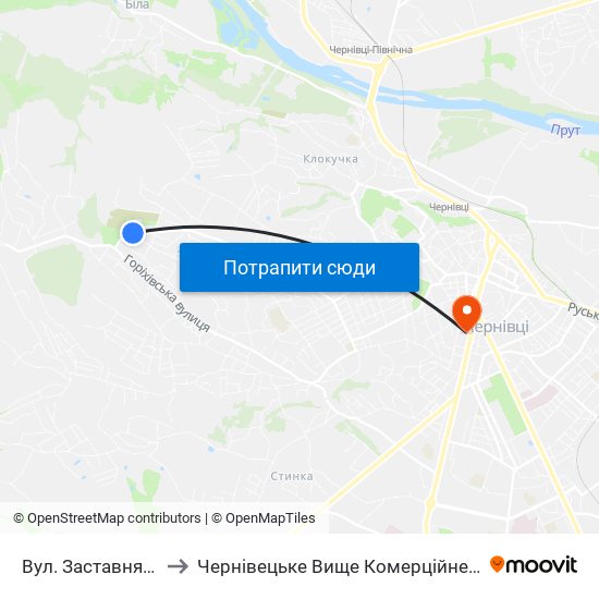 Вул. Заставнянська to Чернівецьке Вище Комерційне Училище map