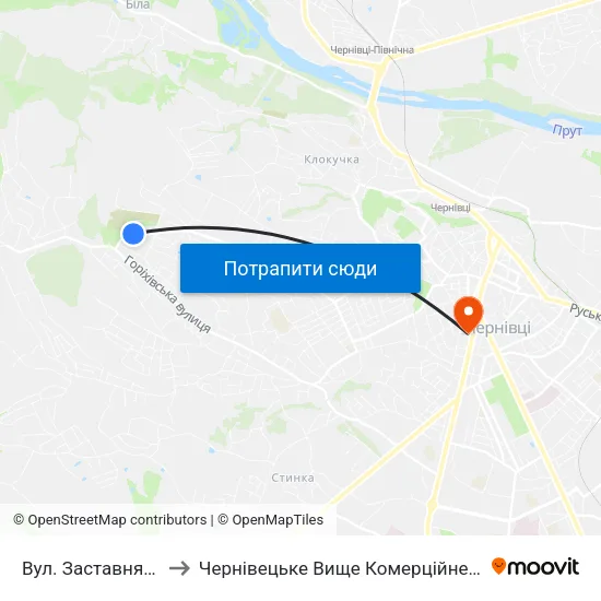 Вул. Заставнянська to Чернівецьке Вище Комерційне Училище map
