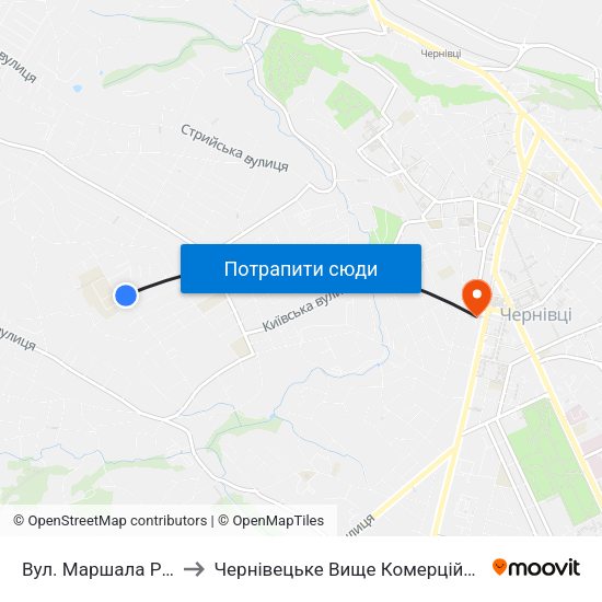 Вул. Маршала Рибалка to Чернівецьке Вище Комерційне Училище map