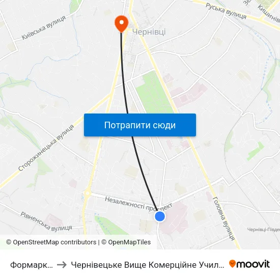 Формаркет to Чернівецьке Вище Комерційне Училище map