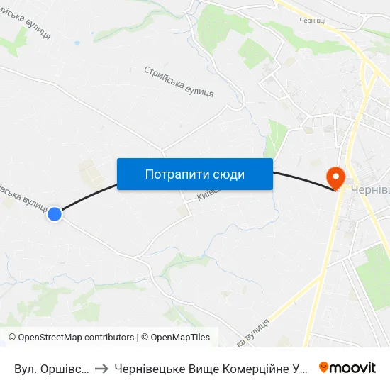 Вул. Оршівська to Чернівецьке Вище Комерційне Училище map