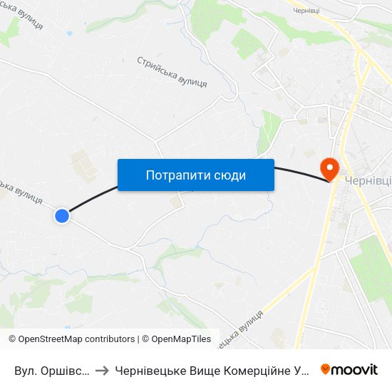 Вул. Оршівська to Чернівецьке Вище Комерційне Училище map