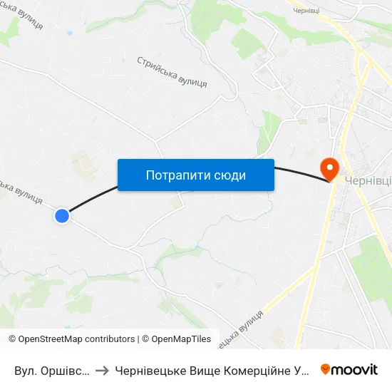 Вул. Оршівська to Чернівецьке Вище Комерційне Училище map