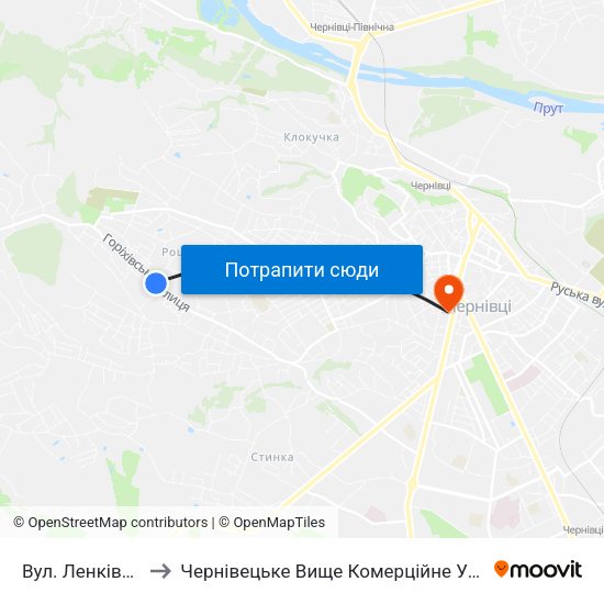 Вул. Ленківська to Чернівецьке Вище Комерційне Училище map
