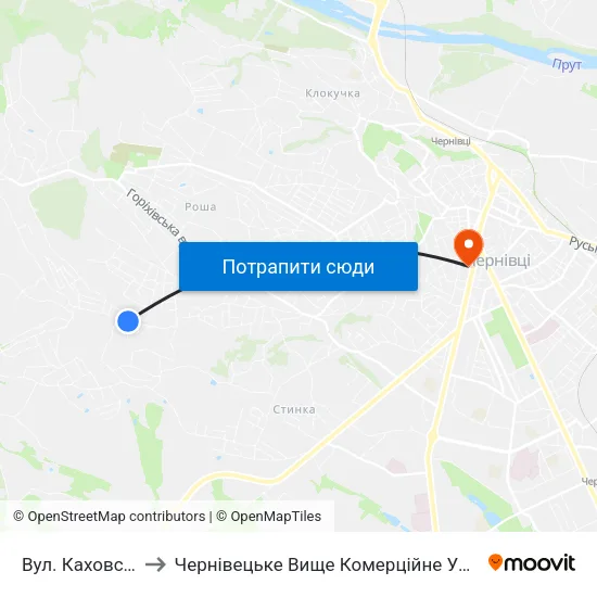 Вул. Каховська to Чернівецьке Вище Комерційне Училище map