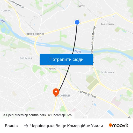Боянівка to Чернівецьке Вище Комерційне Училище map
