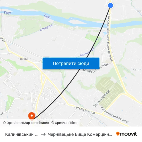 Калинівський Ринок to Чернівецьке Вище Комерційне Училище map