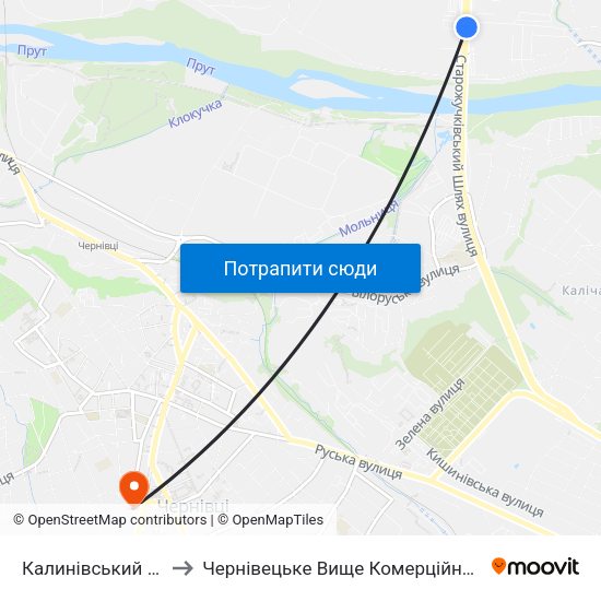 Калинівський Ринок to Чернівецьке Вище Комерційне Училище map