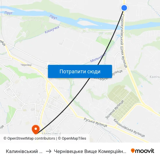 Калинівський Ринок to Чернівецьке Вище Комерційне Училище map