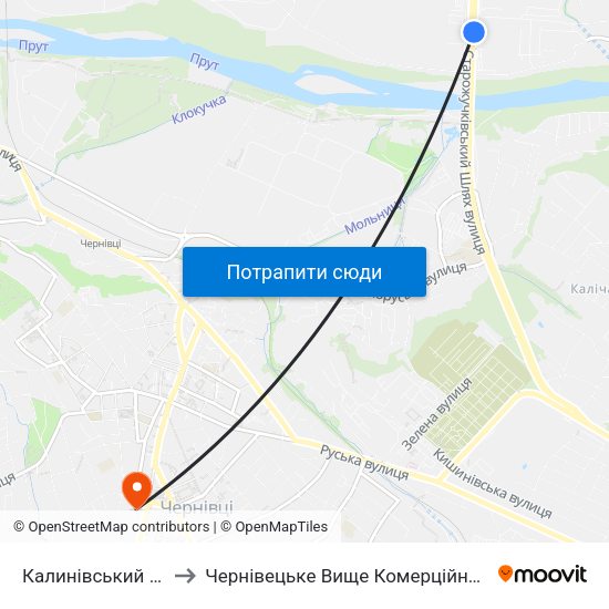 Калинівський Ринок to Чернівецьке Вище Комерційне Училище map