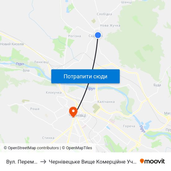 Вул. Перемоги to Чернівецьке Вище Комерційне Училище map