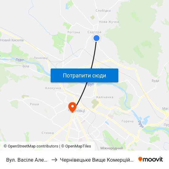 Вул. Васіле Александрі to Чернівецьке Вище Комерційне Училище map