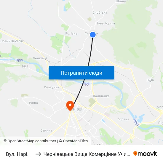 Вул. Нарічна to Чернівецьке Вище Комерційне Училище map