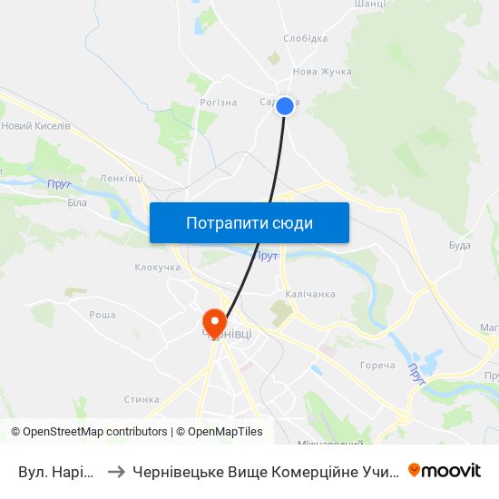 Вул. Нарічна to Чернівецьке Вище Комерційне Училище map