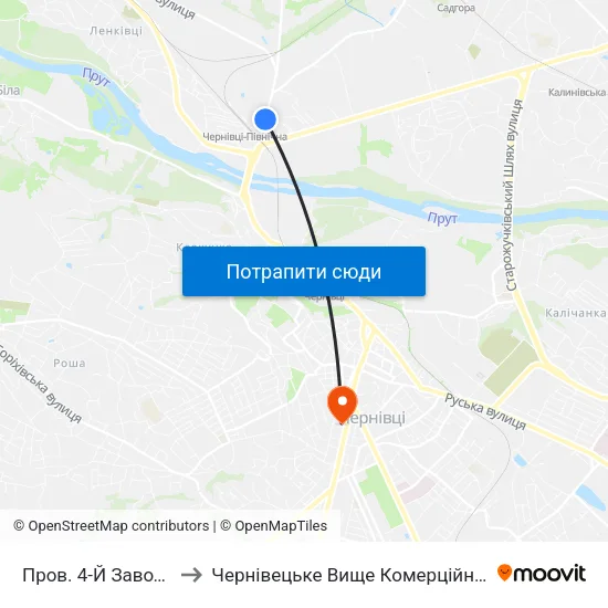 Пров. 4-Й Заводський to Чернівецьке Вище Комерційне Училище map