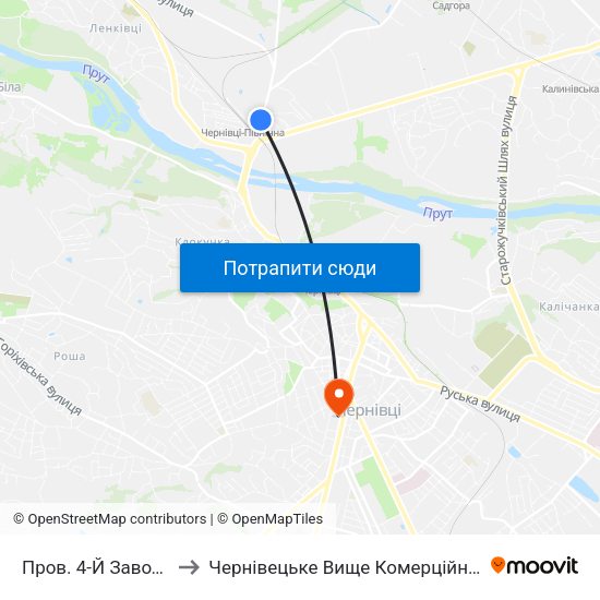 Пров. 4-Й Заводський to Чернівецьке Вище Комерційне Училище map