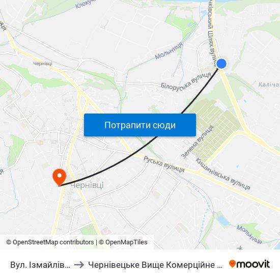 Вул. Ізмайлівська to Чернівецьке Вище Комерційне Училище map