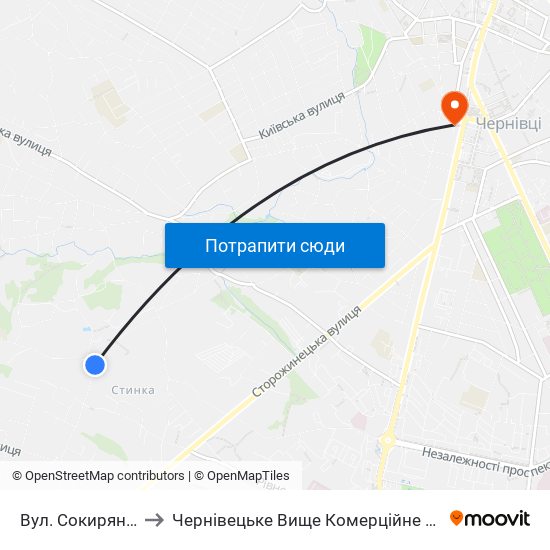 Вул. Сокирянська to Чернівецьке Вище Комерційне Училище map