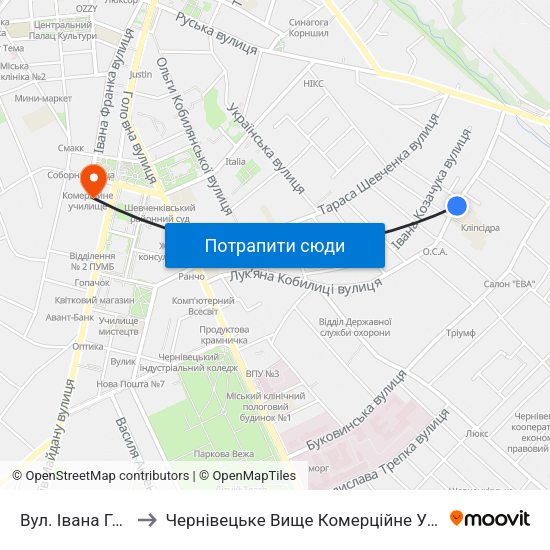 Вул. Івана Гонти to Чернівецьке Вище Комерційне Училище map