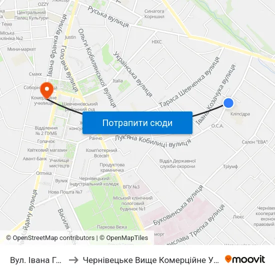 Вул. Івана Гонти to Чернівецьке Вище Комерційне Училище map