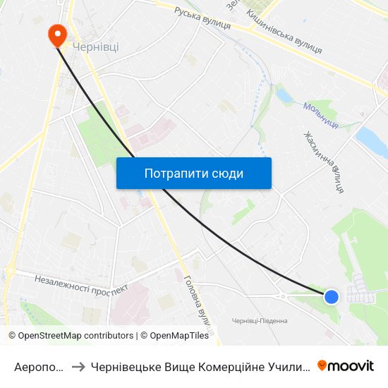 Аеропорт to Чернівецьке Вище Комерційне Училище map