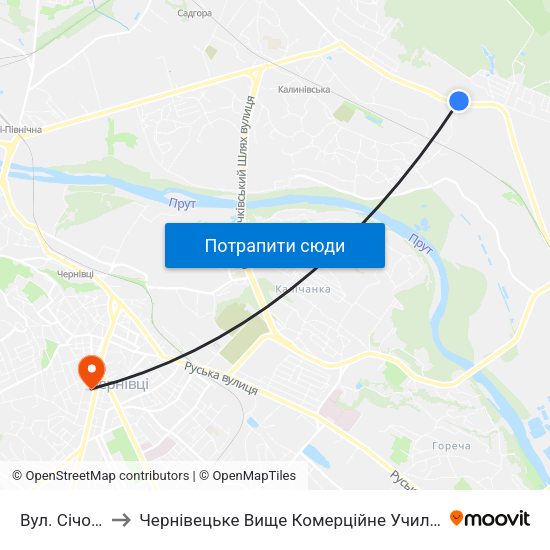 Вул. Січова to Чернівецьке Вище Комерційне Училище map