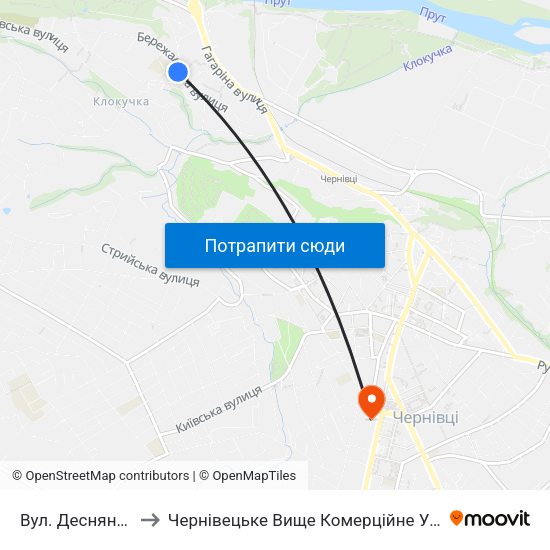 Вул. Деснянська to Чернівецьке Вище Комерційне Училище map