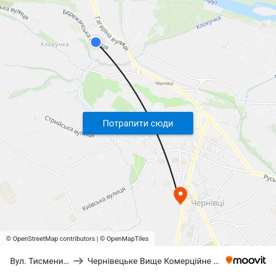 Вул. Тисменицька to Чернівецьке Вище Комерційне Училище map