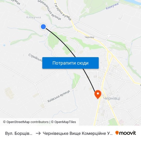 Вул. Борщівська to Чернівецьке Вище Комерційне Училище map
