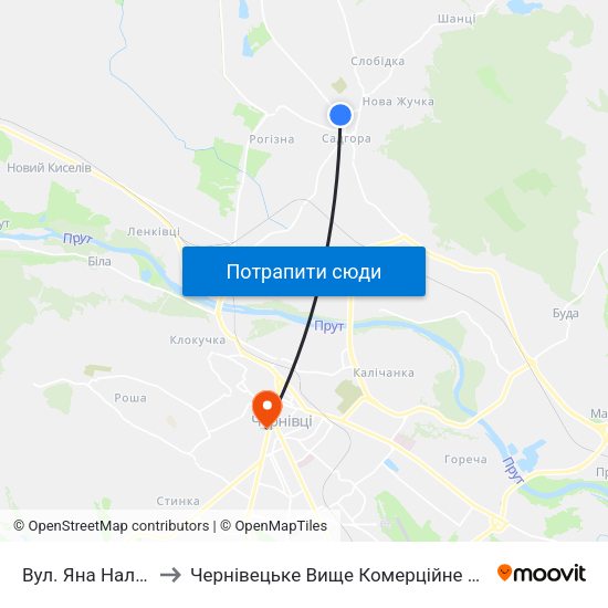 Вул. Яна Налепки to Чернівецьке Вище Комерційне Училище map