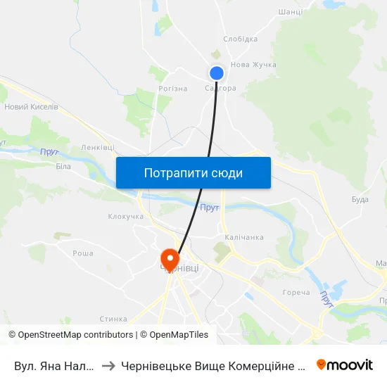 Вул. Яна Налепки to Чернівецьке Вище Комерційне Училище map