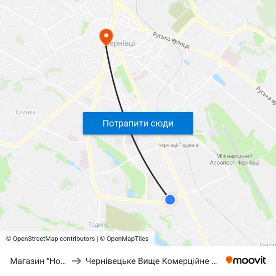 Магазин "Норма" to Чернівецьке Вище Комерційне Училище map