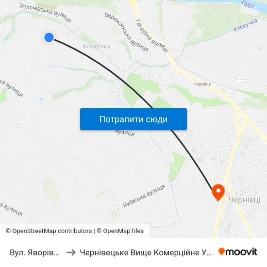 Вул. Яворівська to Чернівецьке Вище Комерційне Училище map